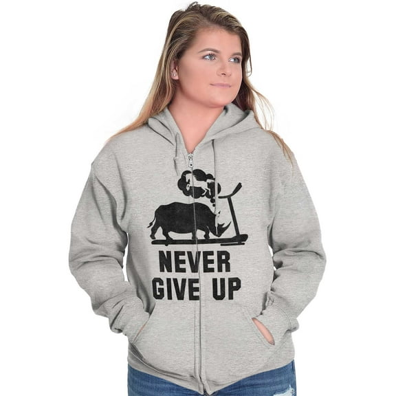 Never Give Up Rhino to Unicorn Gym Zip Up Hoodie Men's Women's Brisco Brands X