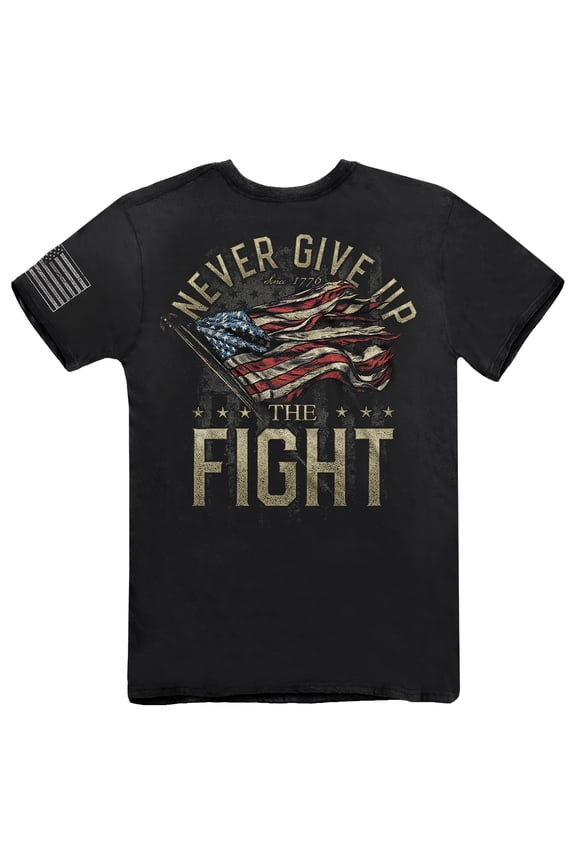 Never Give Up The Fight U.S. Flag Graphic T-Shirt