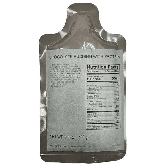Never Issued MRE Entree: Chocolate Pudding With Protein (12 Pack)