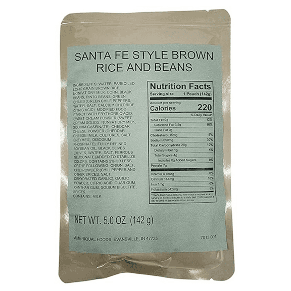 Never Issued MRE Entree: Santa Fe Brown Rice And Beans (1 Pack)