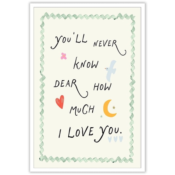 You'll Never Know Dear How Much I Love You Wall Art Colorful Cute Quote Classroom Posters Retro Minimalist Boho Canvas Prints for Nursery Bedroom Baby Shower Wall Decor