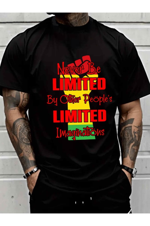 Never Be Limited mens black Daytime and weekend wear Funny Unisex Shirt Cotton tshirts Casual Unisex Shirt Cotton tshirts Unique Design Unisex Shirt Graphic tshirts