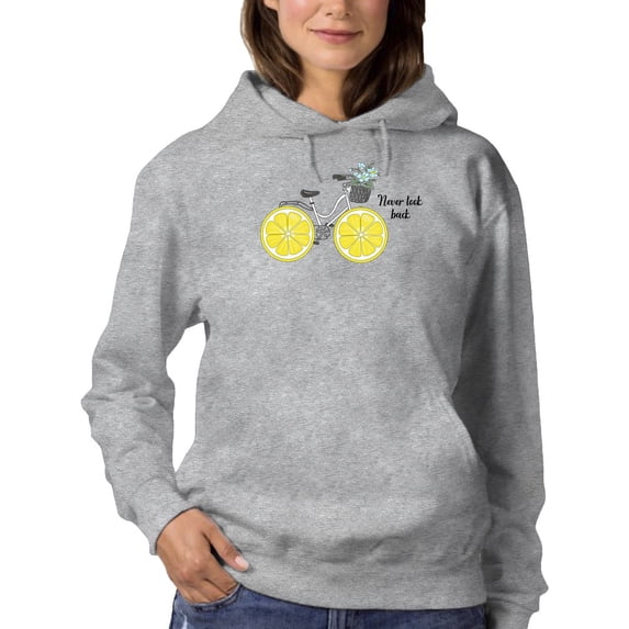 Never Look Back Lemon Bicycle Hoodie Women -Image by Shutterstock, Female Medium