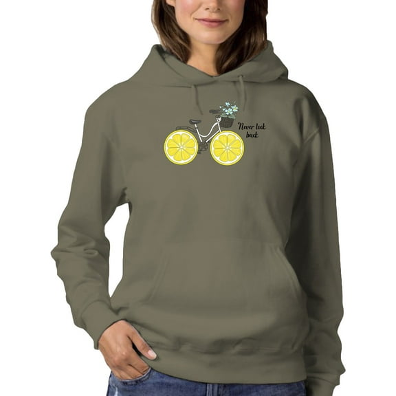 Never Look Back Lemon Bicycle Hoodie Women -Image by Shutterstock, Female x-Large
