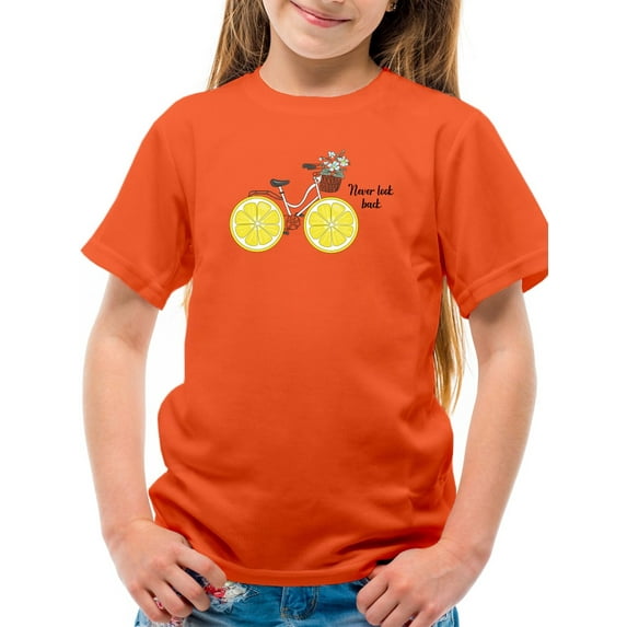 Never Look Back Lemon Bicycle T-Shirt Juniors -Image by Shutterstock, Large
