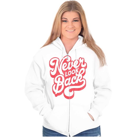 Never Look Back Positive Motivation Zip Hoodie Sweatshirt Women Brisco Brands S