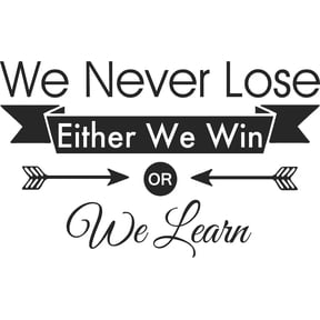 We Never Lose Either I Win or I Learn 23 X 14 Sports Team Sticker Calligraphy Wall Decal Art Decor Motivational Inspirational Wall Sticker Lettering Curry Inspired