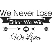 We Never Lose Either I Win or I Learn 23 X 14 Sports Team Sticker Calligraphy Wall Decal Art Decor Motivational Inspirational Wall Sticker Lettering Curry Inspired