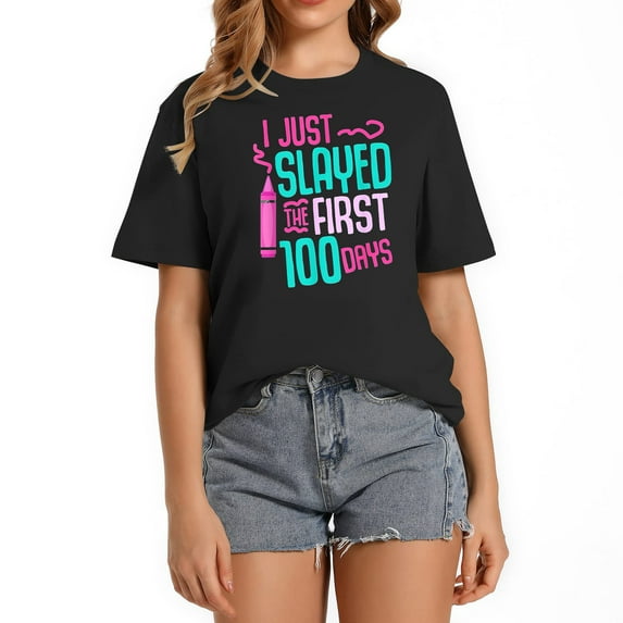 100 Days Of School Shirt For Girls Boys Teacher Ad Trendy Short Sleeve Graphic Tee for Women - Fashion Must-Have
