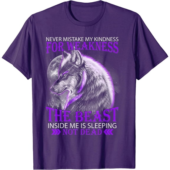 Never Mistake My Kindness for Weakness Wolf Unisex T-Shirt for Men Women Kids Toddler,Purple Color,Size 2XL
