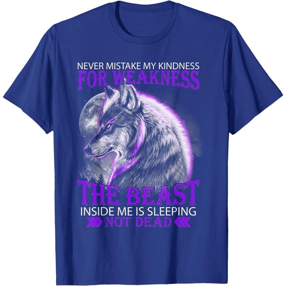 Never Mistake My Kindness for Weakness Wolf Unisex T-Shirt for Men Women Kids Toddler,Royal Blue Color,Size 2XL