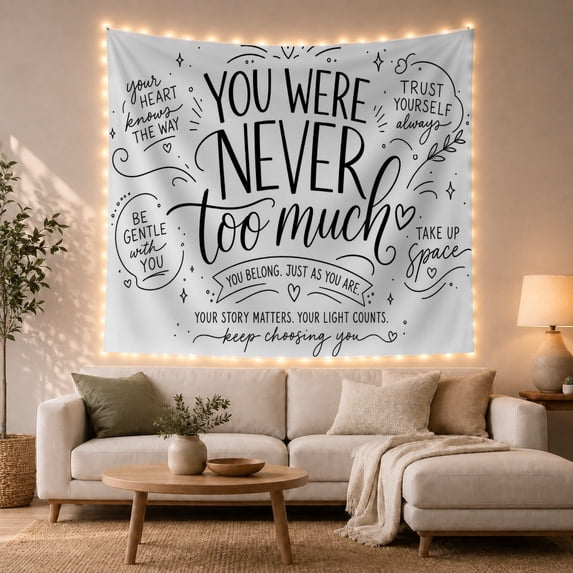 Were Never Much With Motivational Most Prominent, Inspirational Illustration for Quote Lovers, Wall Decor, Valentine's Day Gift, Tapestry Wall Hanging for Dorm and Living Room