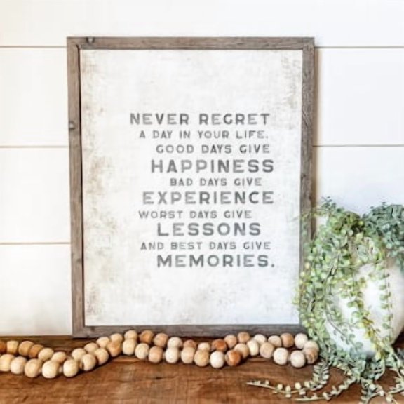 Never Regret A Day In Life Quote Poster, Poster Home Decor , Poster Print Only