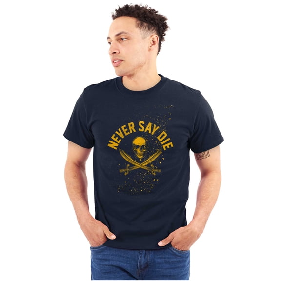Never Say Die Pirate Skull Sword Plus Size Crewneck Graphic Tee Shirt Brisco Brands 5X