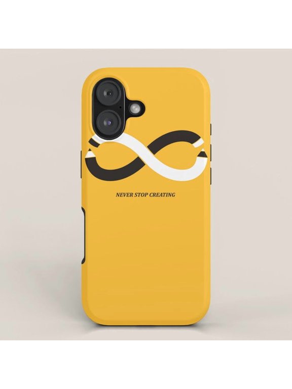 Never Stop Creating Infinity Symbol Golden Yellow Tough Case for Apple iPhone Series, Polycarbonate and TPU