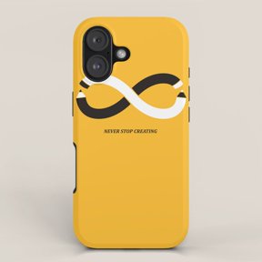 Never Stop Creating Infinity Symbol Golden Yellow Tough Case for Apple iPhone Series, Polycarbonate and TPU