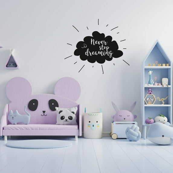 Never Stop Dreaming - Good Night Quotes Cute Night Cloud Silhouette Vinyl Design Wall Sticker Art Decal Boys Girls Kids Room Bedroom Nursery KinderHome Decor Stickers Decoration Size (22x30 inch)