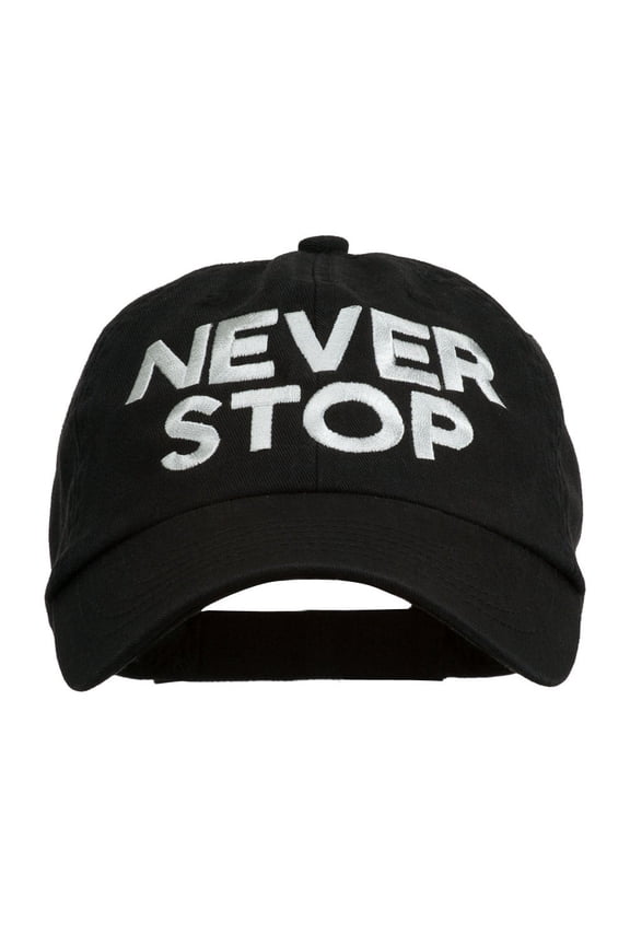 Never Stop Embroidered Washed Cap - Black OSFM