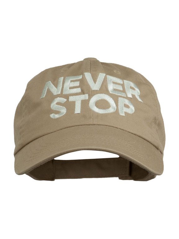 Never Stop Embroidered Washed Cap - Khaki OSFM