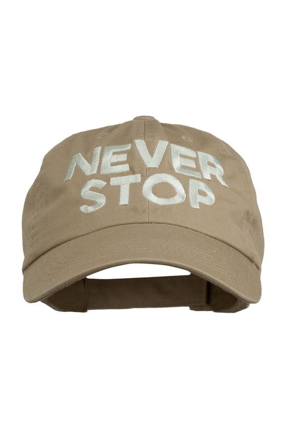 Never Stop Embroidered Washed Cap - Khaki OSFM