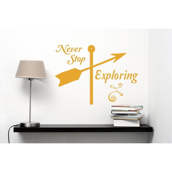 Never Stop Exploring Best Wall Sticker Art Vinyl Lettering Decals Arrow Quote 23x16-Inch Honey
