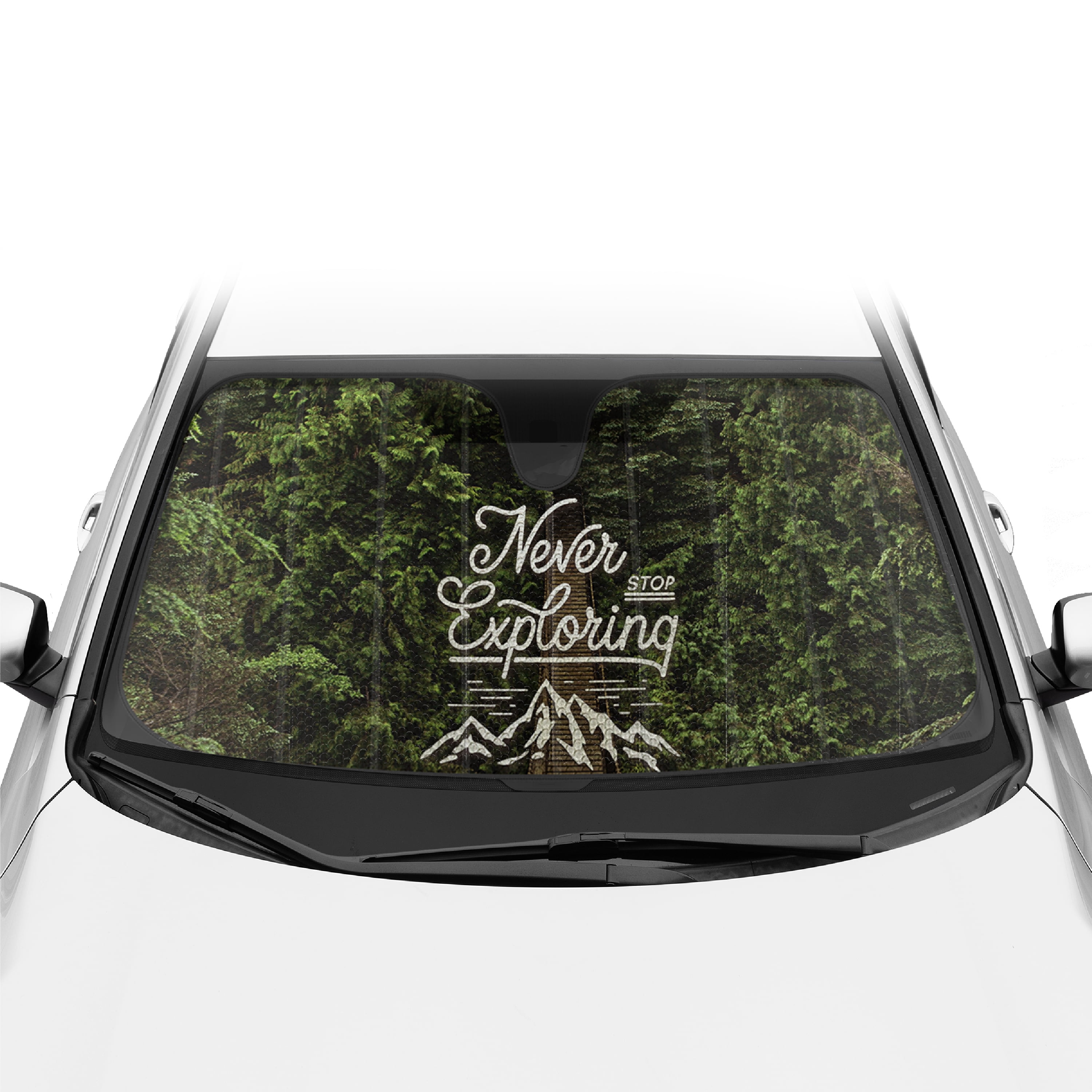 BDK Never Stop Exploring Front Windshield Sunshade Accordion