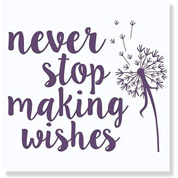 Never Stop Making Wishes Vinyl Lettering Art Inspirational Wall Decals, 23x19-Inch Plum