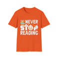 thumbnail image 1 of Never Stop Reading Halloween Festive T-Shirt, 1 of 4