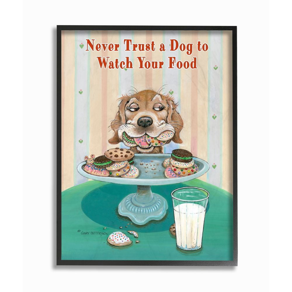 Never Trust Funny Cartoon Pet Dog Design Framed Giclee Texturized Art by Gary Patterson