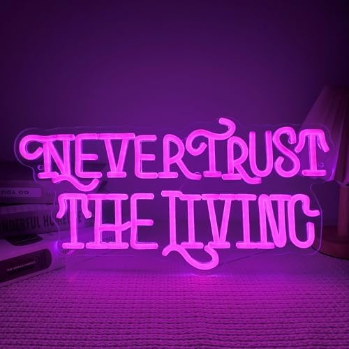 Never Trust The Living Neon Sign Mysterious Purple LED Light for Room Wall Decor Halloween Party Chamber of Secrets Man Cave Room Gothic Letters Neon$$Tools & Hardware Other