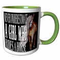 thumbnail image 1 of 3drose, Never Underestimate a Girl Who Rides a Horse, 15oz Two-tone Green Mug, 1 of 6