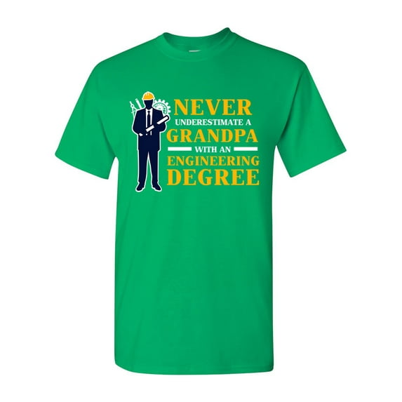 Never Underestimate A Grandpa With Engineering Degree Funny DT Adult T-Shirt Tee