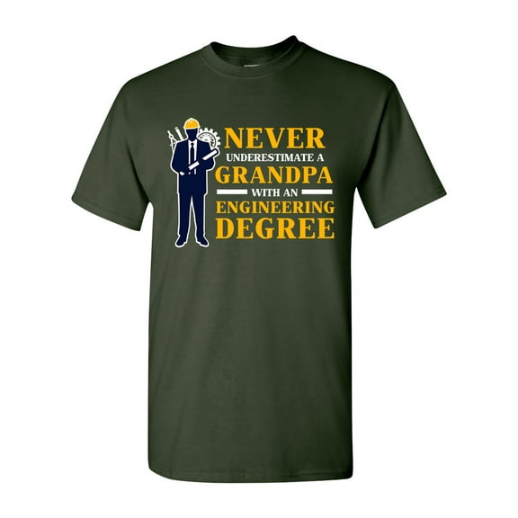 Never Underestimate A Grandpa With Engineering Degree Funny DT Adult T-Shirt Tee