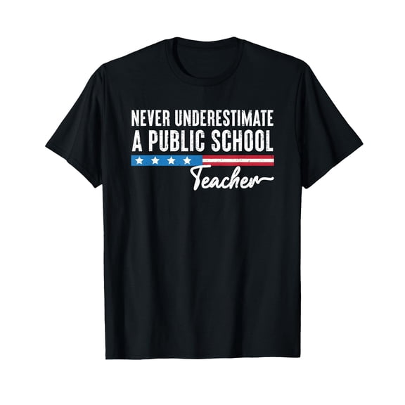 Never Underestimate A Public School Teacher T-Shirt for Men Cotton 100% Summer Tops