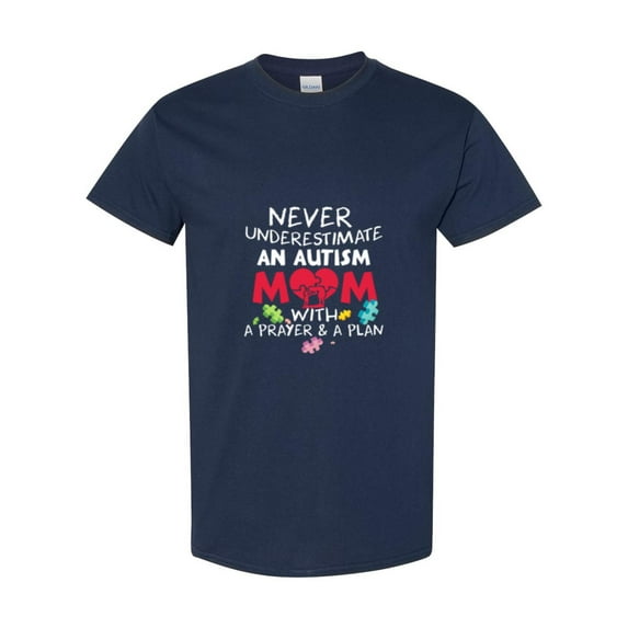 Never Underestimate An Autism Mom A Neurodiversity Support Gift Unisex T-Shirt, up to size 5XL