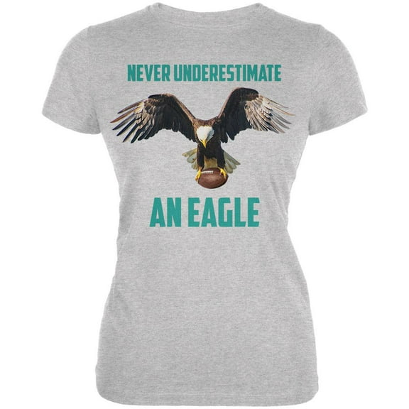 Never Underestimate An Eagle Flying Football Juniors Soft T Shirt Heather MD