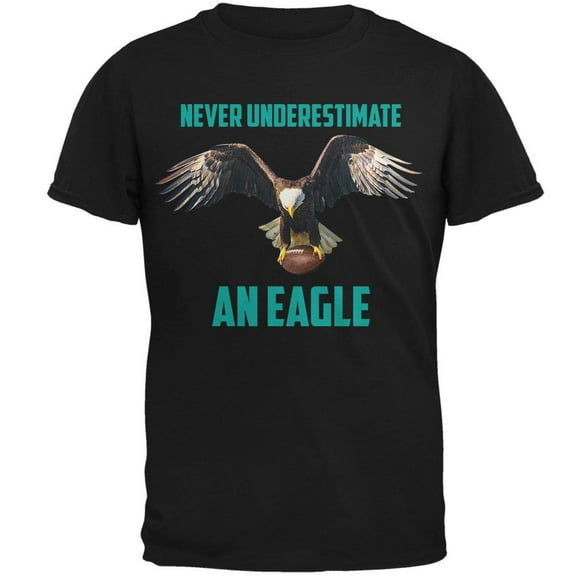 Never Underestimate An Eagle Flying Football Mens T Shirt Black X-LG