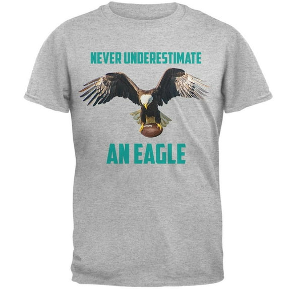Never Underestimate An Eagle Flying Football Mens T Shirt Heather 3X-LG