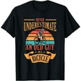 thumbnail image 1 of Never Underestimate An Old Guy On A Bicycle Cycling T-Shirt Black X-Large, 1 of 4