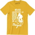 thumbnail image 1 of Never Underestimate An Old Guy On A Bicycle Funny Men's Tee Shirt, 1 of 4