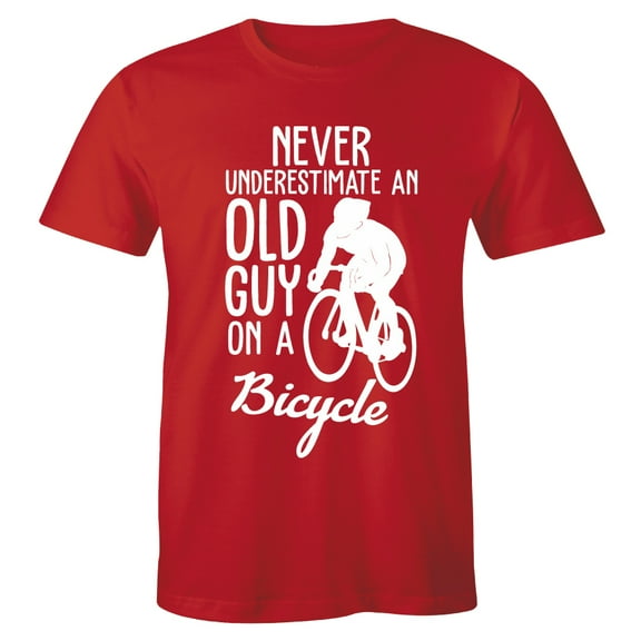 Never Underestimate An Old Guy On A Bicycle Funny Men's Tee Shirt