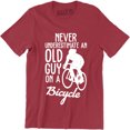 thumbnail image 1 of Never Underestimate An Old Guy On A Bicycle Funny Men's Tee Shirt, 1 of 4