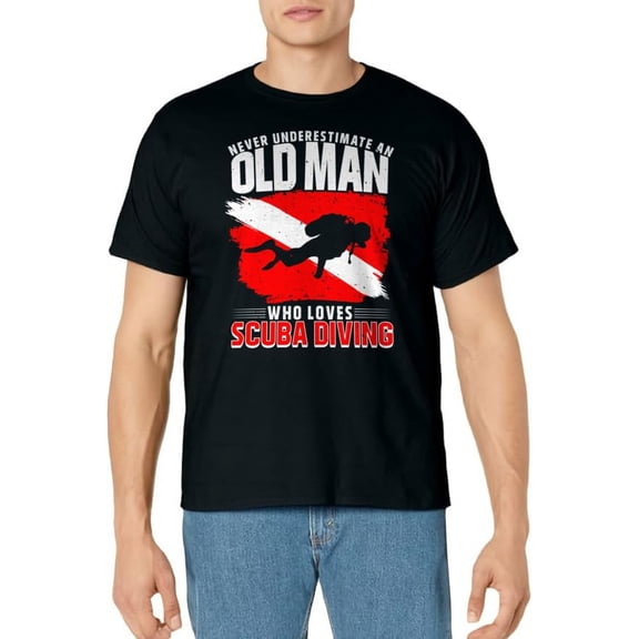 Never Underestimate An Old Man Diver Gift Scuba Diving T-Shirt