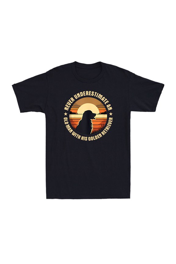 Never Underestimate An Old Man With His Golden Retriever Gr Sunset Men'S T-Shirt All Size S-5XL