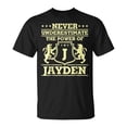thumbnail image 1 of Never Underestimate Jayden Personalized Name Unisex TShirt, 1 of 6