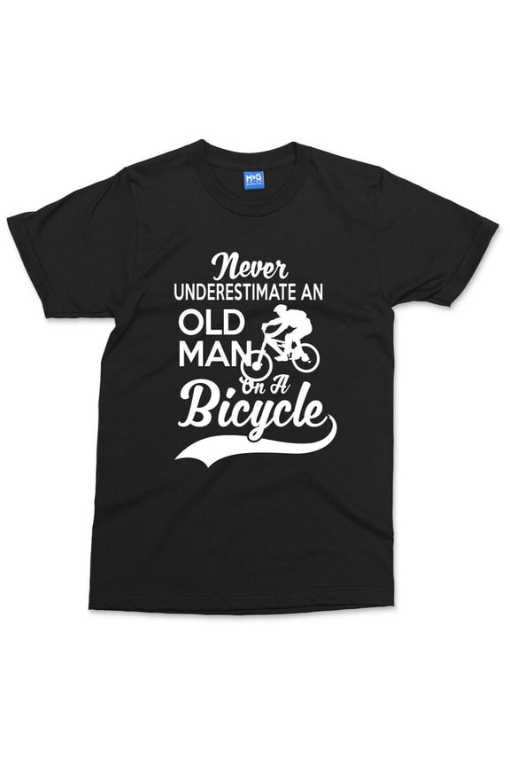Never Underestimate Old Man Bicycle T shirt Cycling Bike Fathers Men's Dad Gift