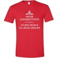 thumbnail image 1 of Never Underestimate The Power of Stupid People in Large Groups T-Shirt, Funny Polictics Unisex Shirt Red, 1 of 5