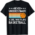 thumbnail image 1 of Never Underestimate a Girl Who Plays Basketball T-Shirt, 1 of 3