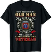 Never Undertimate An Old Man 82nd Airborne Paratrooper T-Shirt Graphic & Letter Print T-Shirt