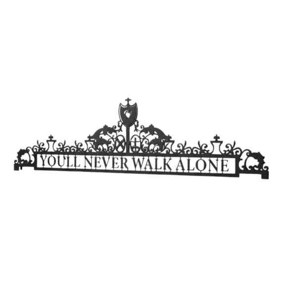 You'll Never Walk Alone Metal Wall Decor | 27'' x 7'' x 0.05'' Dimensions 1-Piece "''You'll Never Walk Alone"" Wall Art | Liverpool Fan Gift Metal Home and Office Decoration (7''H x 27''W, Black)